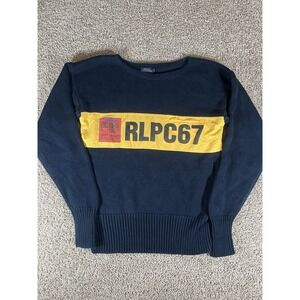 Polo Ralph Lauren RLPC-67 Rare Knit Boat Neck Sweater Mens S Navy Blue 1992